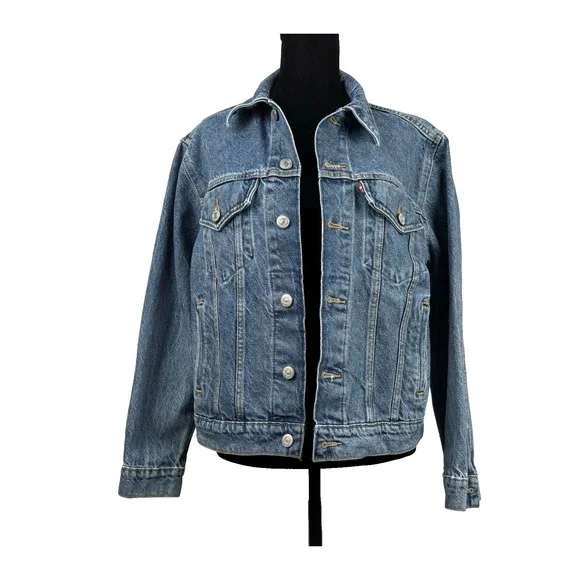 Levi's Jacket Women S Medium Wash Denim Trucker Western Y2K Boho Boyfriend - Picture 1 of 10